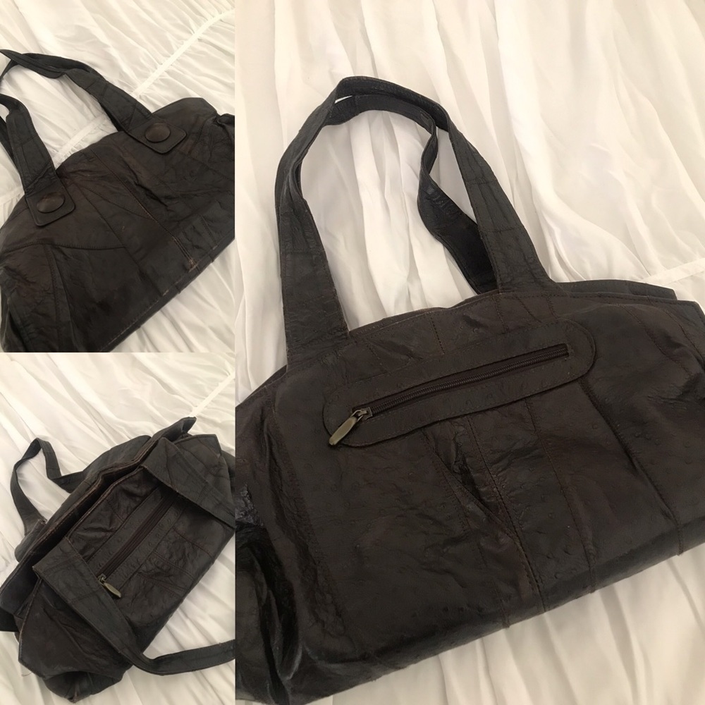 Brown leather purse.